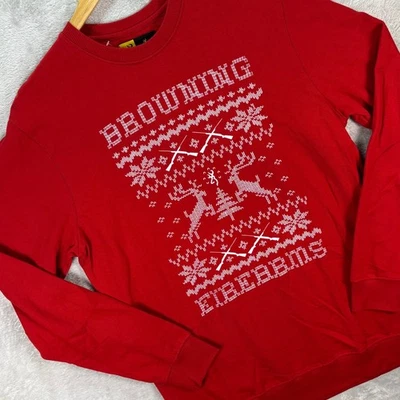 Sudadera Browning Para Hombre L Roja Navidad Ciervo Gráfico Algodón Vacaciones Cuello Redondo Foto 1 de 4