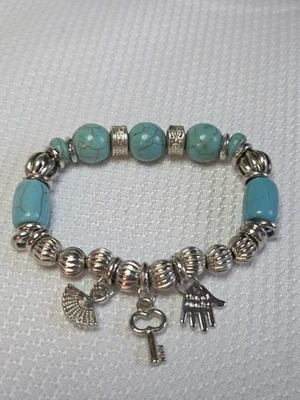 Handmade Silver Tone And Howlite Bracelet - Image 1 of 2