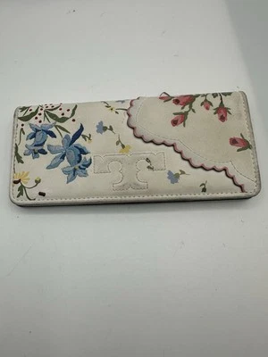 Bolso sin asas Tory Burch de cuero blanco tarde floral bordado doble pliegue Foto 1 de 4