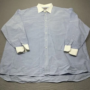 Camisa Gitman Dorada Para Hombres Grande 20 Alto Azul Blanco Cuello Oxford Tela Formal De Colección - Imagen 1 de 13