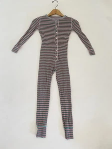 Crew Cuts Size 8 Pajamas Long Johns Christmas Print One Piece Green Red Striped - Picture 1 of 9