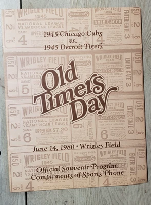 1980 1945 DETROIT TIGERS / CUBS Old Timers Day WRIGLEY FIELD Program Mint - Image 1 of 4