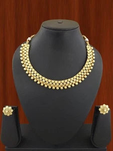 22K Gold Plated Bollywood Jewelry Wedding Beautiful Indian Necklace Earrings Set - Picture 1 of 3