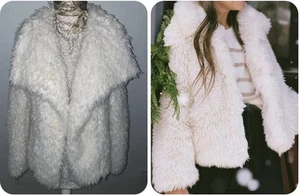 Giacca cappotto pelliccia sintetica bianca Hollister taglia XL donna/adolescente colletto caldo cocktail - Foto 1 di 11