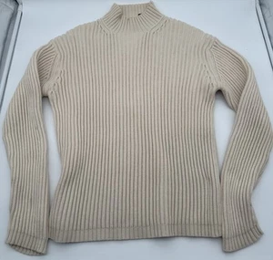 Vintage Gap 90s Cable Knit Sweater Men's Sz L Fisher Chunky Drop Sleeve Cream - Picture 1 of 6