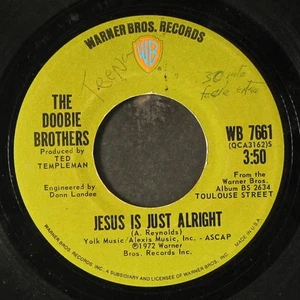 DOOBIE BROTHERS: jesus is just alright / rockin' down the highway WB 7" Single - Picture 1 of 2