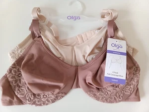 NWT 2 Piece Set Olga by Warner's Bra Nude & Brown 38C Luxury Lift - Picture 1 of 7