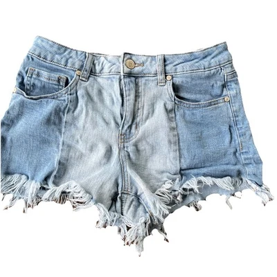 Pantalones Cortos de Jean Altar'd State Corte Flecos Azul Envejecido Talla 26 Foto 1 de 4