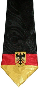 GERMANY FLAG NECKTIE NEW TIE BERLIN GERMAN COUNTRY EAST AND WEST BLACK EGALE - Picture 1 of 1