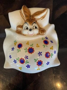 VTG Goebel Bunny Rabbit In Bed Trinket Candy Dish Basket Lid 7” Easter 83 523-11 - Picture 1 of 14
