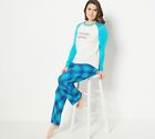 MUK LUKS Women's Better Together Family Pajama Set-Aqua Plaid-2X A462432 NEW