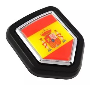 Spain Spanish flag Car Truck Black Shield Grill Badge grille chrome emblem - Foto 1 di 12