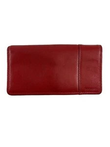Red Genuine Leather Dockers Wallet Womens Bifold Pockets Coin - Bild 1 von 11
