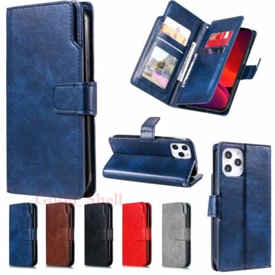 For iPhone 12 Pro 11 XR SE 8 7 6S Flip Leather Stand Wallet Card Slot Case Cover - Image 1 of 4