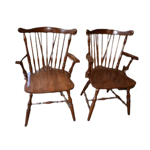 Vintage Cherry Windsor Arm Chairs, A Pair of dining chairs Cover