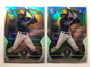 Luis Lara (2) 2023 1st Bowman Chrome ROOKIE RC LUNAR GLOW REFRACTORS NICE!!
