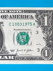 October 3, 1975 / 10 March 1975 : C 10031975 A BIRTHDAY Note $1 One Dollar Bill - Picture 1 of 3