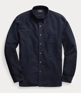 RRL Ralph Lauren Vintage Inspired Navy Cotton Linen Blend Workshirt-MEN- S - Picture 1 of 3