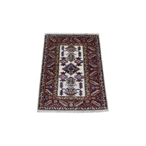 2'1"x2'10" Hand Knotted Super Kazak Soft Afghan Wool Ivory Mat Rug R68128 - Picture 1 of 6