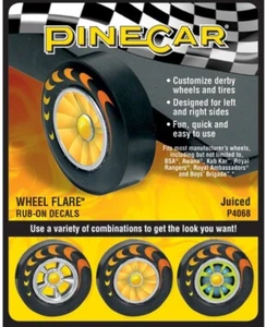 PIN4068 PineCar Wheel Flare Rub-on Decal Juiced Pinewood Derby - Picture 1 of 1