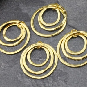 5 Kreise Anhänger, Drei Ringe Anhänger Gold Metall DIY Schmuck Ohrring Zubehör - Picture 1 of 6