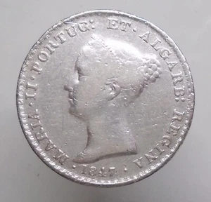 Portogallo 500 Re 1847 D. Maria II Argento KM#471 In perfette condizioni - Foto 1 di 2