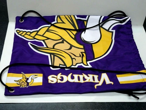 Used Minnesota Vikings Nylon Duffle Backpack w/Straps 18" Tall 13.5" Wide NICE Cover