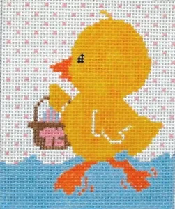 Duck With Basket Easter Hand Painted Needlepoint Canvas - Picture 1 of 1
