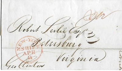 1833 Liverpool, England to Petersburg, Virginia with Red N,Y, SHIP Handstamp - Image 1 of 4