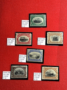 SC# 294-99 1901 PAN AMERICAN ISSUE 1C-10C MINT ORIGINAL GUM HINGED US Stamp