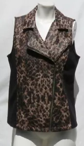Giacca gilet CHICO’S tweed stampa animalier elasticizzato ponte zip asimmetrica 1 US 8 10 - Foto 1 di 5