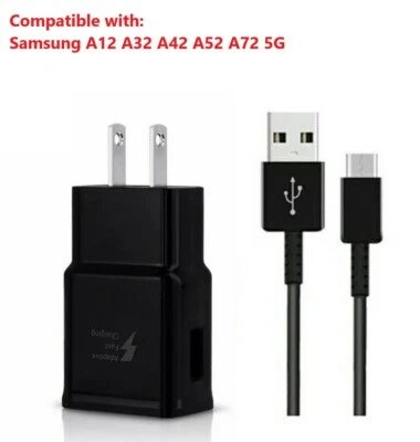 Adaptive Fast Wall Charger+ Type C Cable For Samsung Galaxy A12 A32 A42 A52 A72 - Image 1 of 4