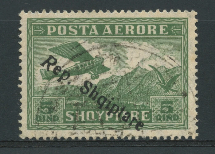 1927 - LOTTO/15075 - ALBANIA - POSTA AEREA  5Q. VERDE  - USATO - Immagine 1 di 1