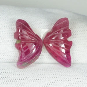 7.57 Cts Beautiful Luster "Butterfly Carving" Natural Tourmaline Pair...!!!! - Picture 1 of 2