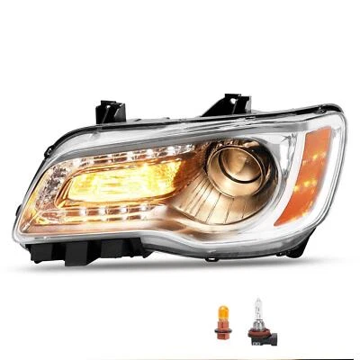 LED DRL Chrome Projector Headlight Driver Side For Chrysler 300 2011-2023 2014 Foto 1 de 4