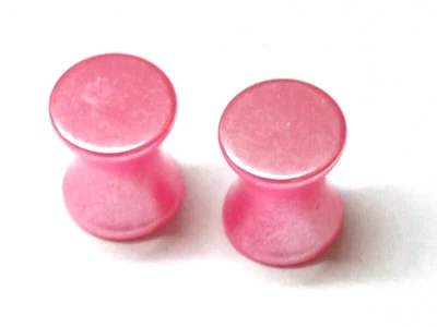 PAR-Tapones para los oídos acrílicos de doble destello rosa perla calibre 06 mm/2  Foto 1 de 4