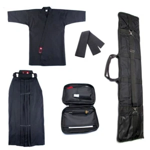 Iaido Deluxe Kendo Set Kenjutsu Hakama + Gi + OBI + Tasche + Schwertpflege  - Bild 1 von 7