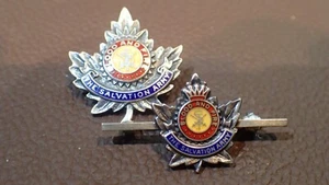 STERLING SILVER Salvation Army PINS (set of 2) Canadian Maple Leaf CANADA? - Picture 1 of 10