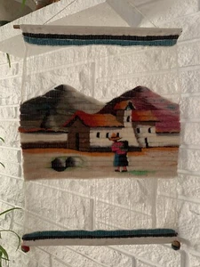 Set Of 2 Alpaca Wool Peruvian Wall Hanging String Art Tapestry Latin Folk Boho * - Picture 1 of 23