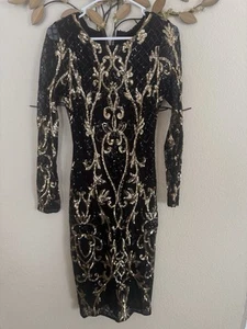 Betsy & Adam Women's Sequin Embellished Long-Sleeve Sheath Dress Size 6 - Picture 1 of 3