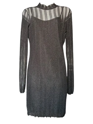 Forever 21 Party Collection 2 Piece Knit Dress Womens Sz Large Black Silver NWT - Image 1 of 4