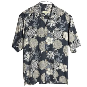 Joseph & Feiss 100% Silk Floral Print Hawaiian Shirt Men's Medium Short Sleeve - Picture 1 of 12
