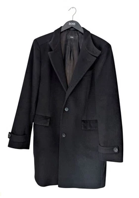 Hugo Boss Luxury Sintrax 2 Black Cashmere-Wool Overcoat EU 52R / UK Size 42R L - Image 1 of 4