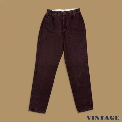 Vintage 90s Lee Elastic Waist Tapered Leg Mom Jeans Brown W33 L34 - Image 1 of 4