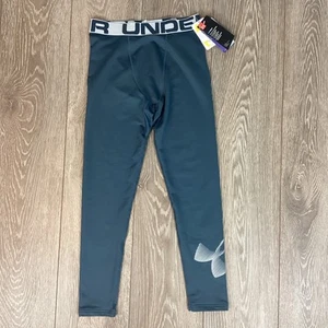 Under Armour Leggings Boys Youth L Gray Coldgear Fitted Active Stretch - Picture 1 of 6