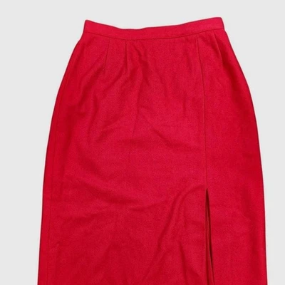 Falda lápiz vintage Sasson Paris Petite roja mezcla lana abertura frontal talla 8 Foto 1 de 4