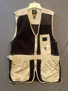 Browning Mesh Full Zip Hunting Hiking Vest Men’s XL Beige Reactar Recoil Pad - Picture 1 of 16