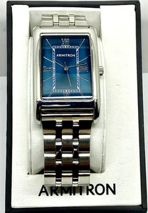 Armitron Men's Watch 20/5616SV Quartz Blue Dial 28mm Small Bracelet with Box - Picture 1 of 13