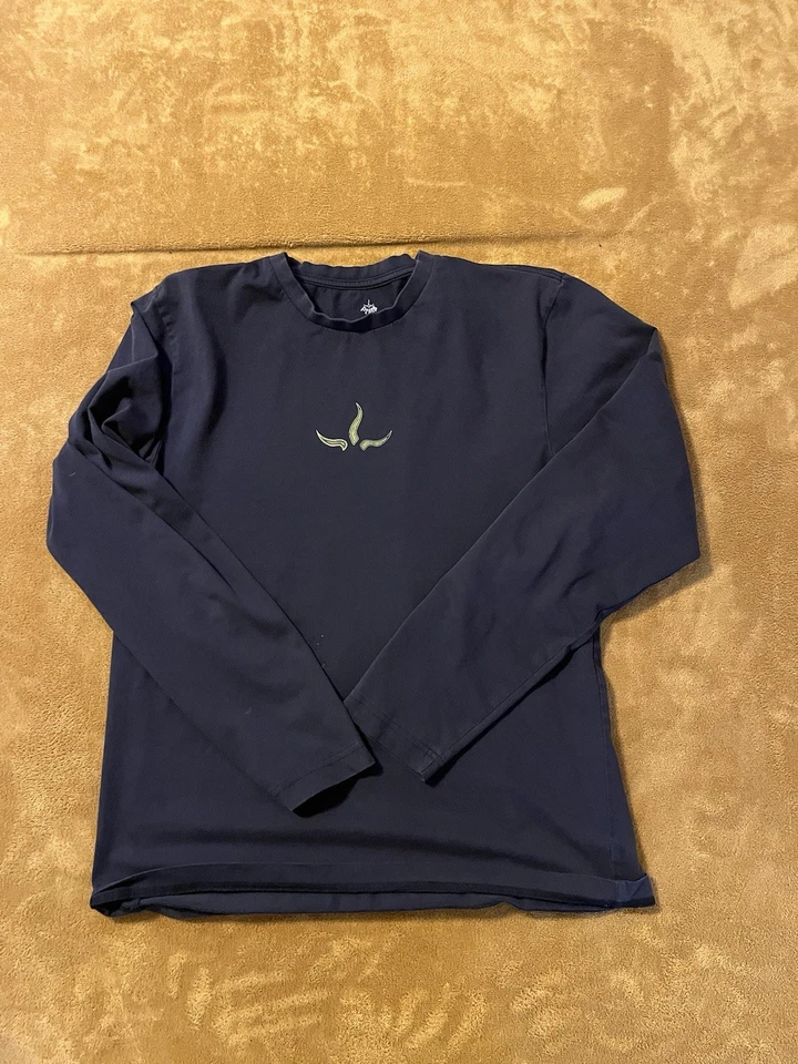 Prana Black Long Sleeve Crewneck Shirt Front And Back Print Mens Large - Image 1 of 4