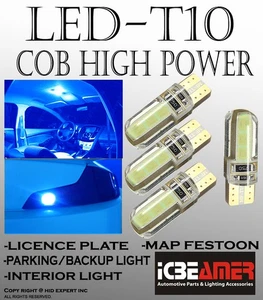4 pc 168 194 2825 T10 COB Blue LED Plug & Play Install Trunk Light Bulbs F709 - Picture 1 of 9